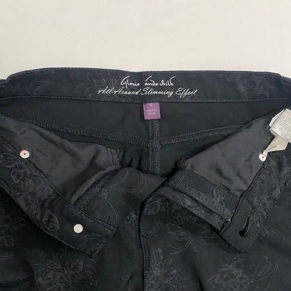 Gloria Vanderbilt Amanda Pointe Slimming Straight Leg Pants Black Floral Size 12 - Picture 6 of 7